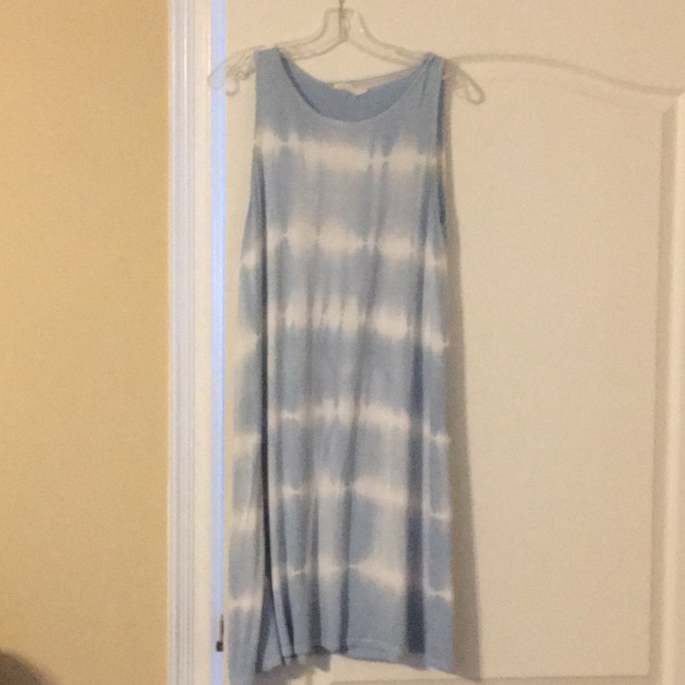 Carolina blue dress with white tie dye effect